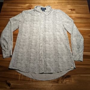 French Dressing Jeans black and white rice dot blouse SZ 6